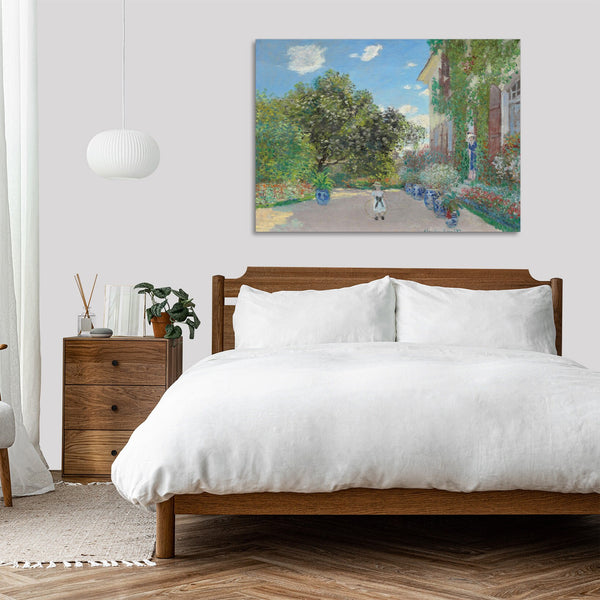 Quadro Stampa su Tela con Telaio in Legno Claude Monet - The Artist’s House at Argenteuil