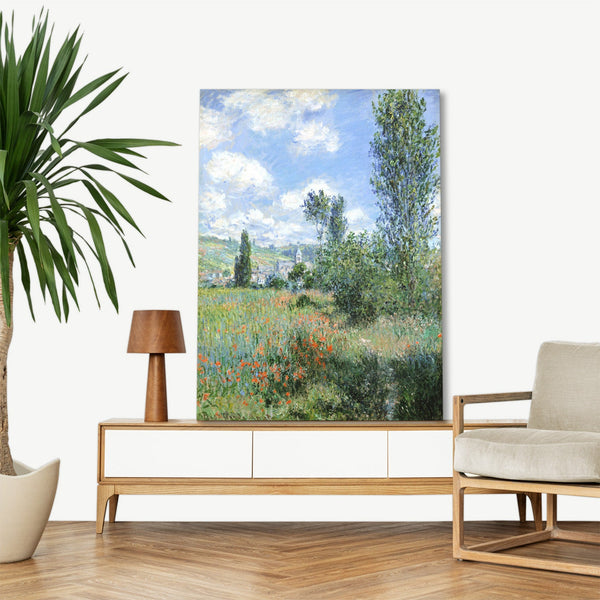 Quadro Stampa su Tela con Telaio in Legno Claude Monet - View of Vétheuil