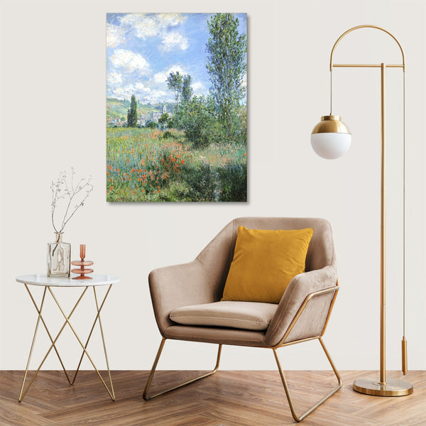 Quadro Stampa su Tela con Telaio in Legno Claude Monet - View of Vétheuil