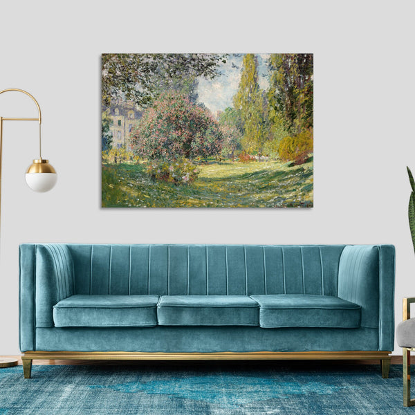 Quadro Stampa su Tela con Telaio in Legno Claude Monet - Landscape: The Parc Monceau