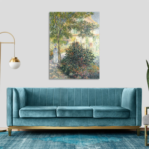 Quadro Stampa su Tela con Telaio in Legno Claude Monet - the Garden at Argenteuil