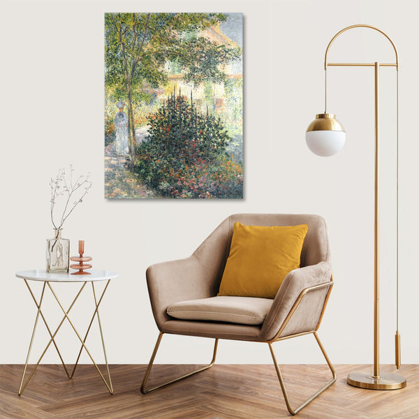 Quadro Stampa su Tela con Telaio in Legno Claude Monet - the Garden at Argenteuil
