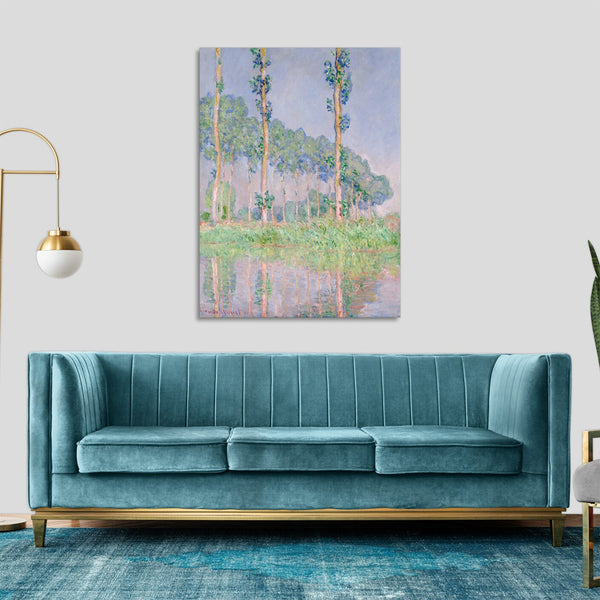 Quadro Stampa su Tela con Telaio in Legno Claude Monet - Poplars, Pink Effect
