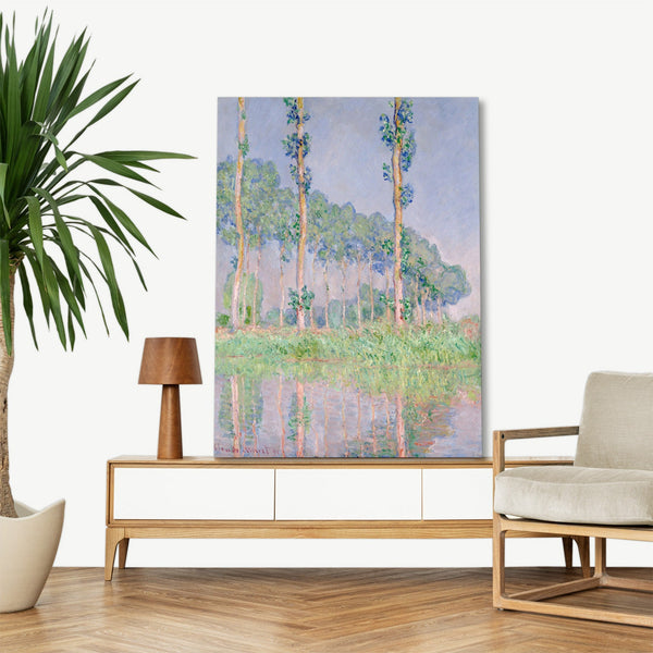 Quadro Stampa su Tela con Telaio in Legno Claude Monet - Poplars, Pink Effect