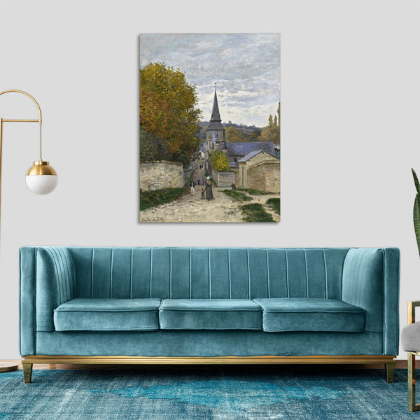 Quadro Stampa su Tela con Telaio in Legno Claude Monet - Street in Sainte-Adresse