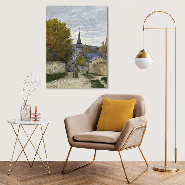 Quadro Stampa su Tela con Telaio in Legno Claude Monet - Street in Sainte-Adresse