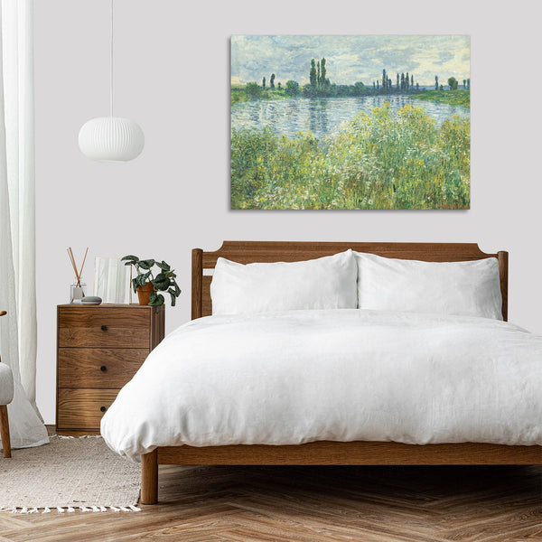 Quadro Stampa su Tela con Telaio in Legno Claude Monet - Banks of the Seine, Vétheuil