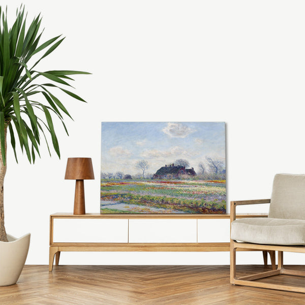 Quadro Stampa su Tela con Telaio in Legno Claude Monet - Tulip Fields at Sassenheim