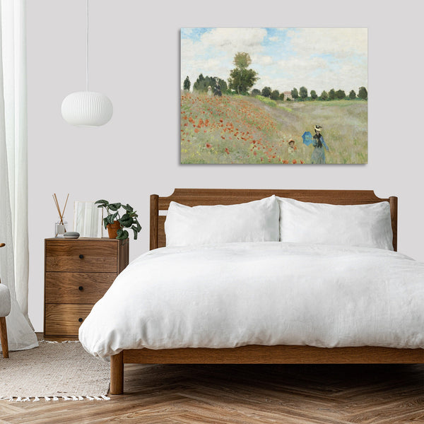 Quadro Stampa su Tela con Telaio in Legno Claude Monet - The Poppy Field near Argenteuil