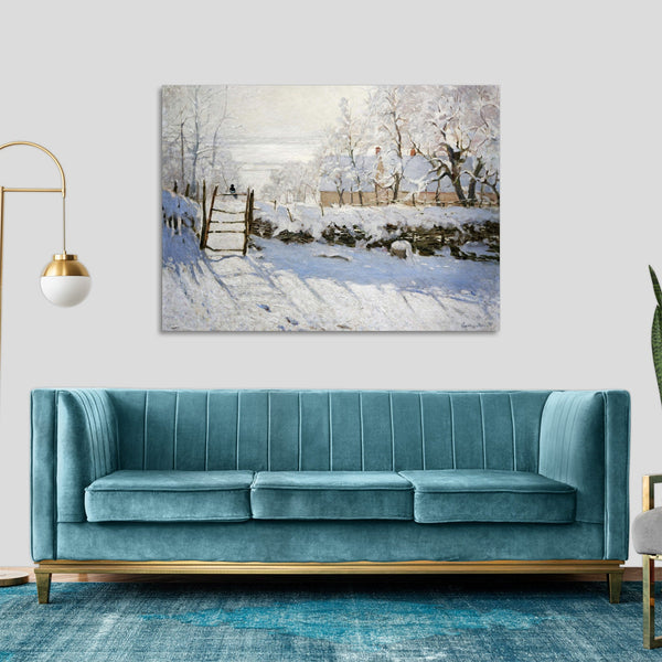 Quadro Stampa su Tela con Telaio in Legno Claude Monet - The Magpie