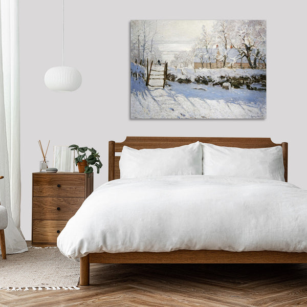 Quadro Stampa su Tela con Telaio in Legno Claude Monet - The Magpie