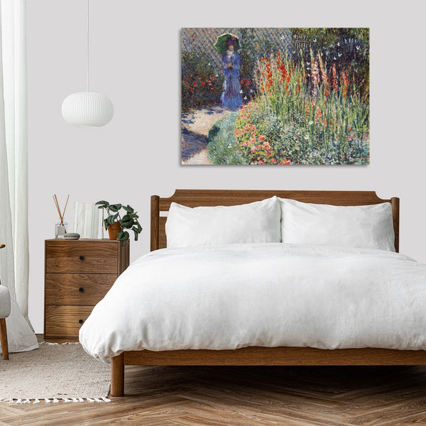 Quadro Stampa su Tela con Telaio in Legno Claude Monet - Rounded Flower Bed
