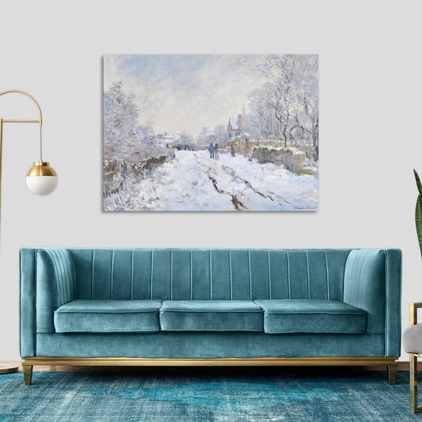 Quadro Stampa su Tela con Telaio in Legno Claude Monet - Snow at Argenteuil