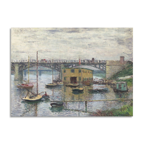 Quadro Stampa su Tela con Telaio in Legno Claude Monet - Bridge at Argenteuil on a Gray Day