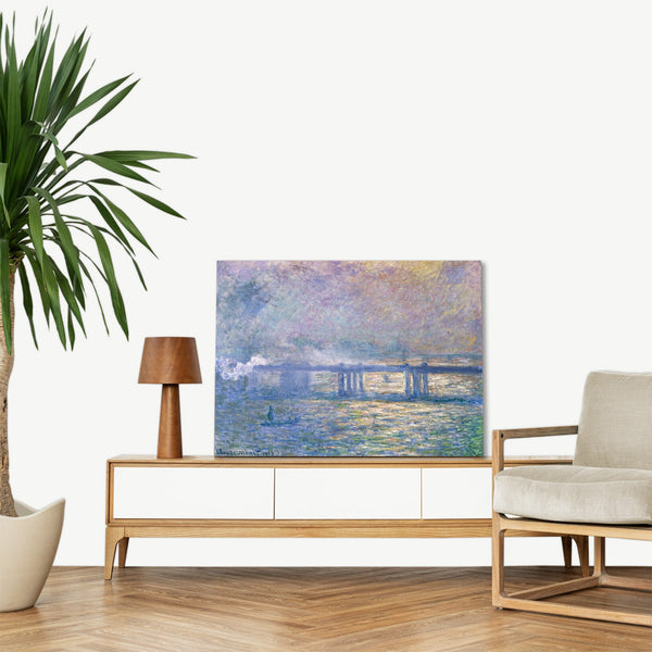 Quadro Stampa su Tela con Telaio in Legno Claude Monet - Charing Cross Bridge
