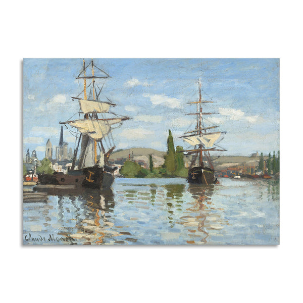 Quadro Stampa su Tela con Telaio in Legno Claude Monet - Ships Riding on the Seine at Rouen