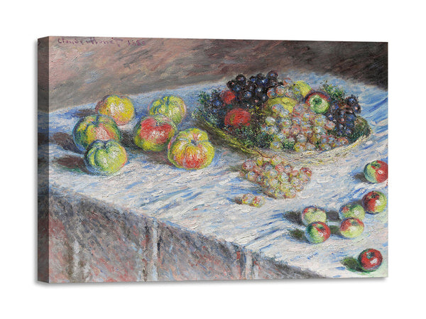 Quadro Stampa su Tela con Telaio in Legno Claude Monet - Apples and Grapes