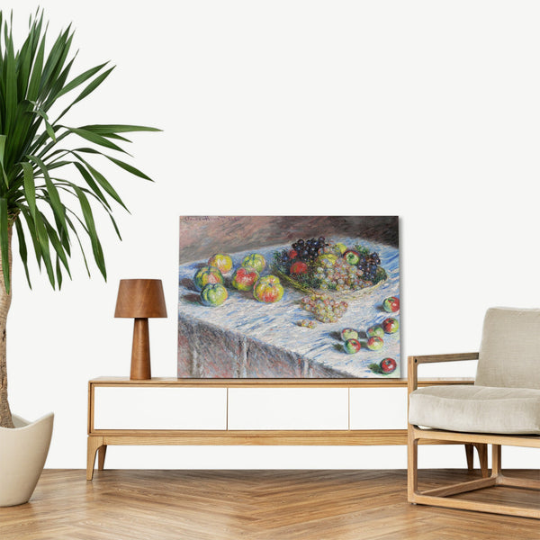 Quadro Stampa su Tela con Telaio in Legno Claude Monet - Apples and Grapes