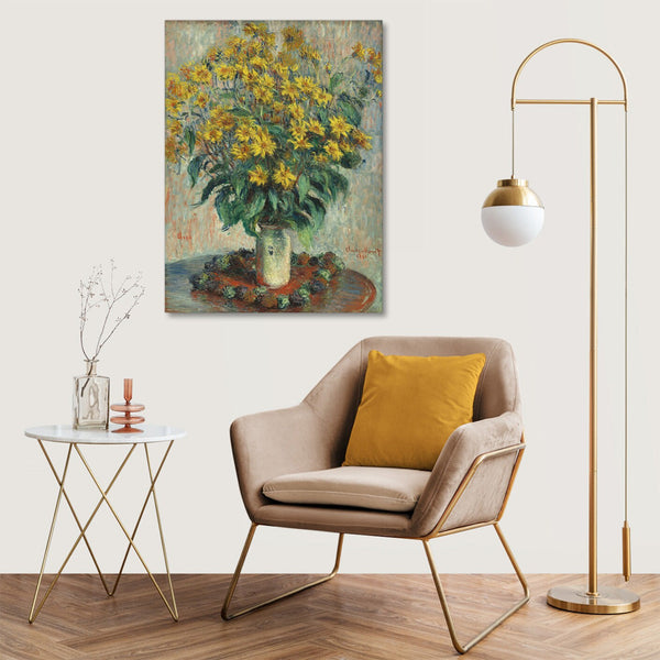 Quadro Stampa su Tela con Telaio in Legno Claude Monet - Chrysanthemums
