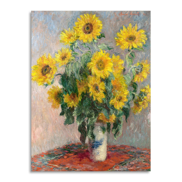 Quadro Stampa su Tela con Telaio in Legno Claude Monet - Bouquet of Sunflowers
