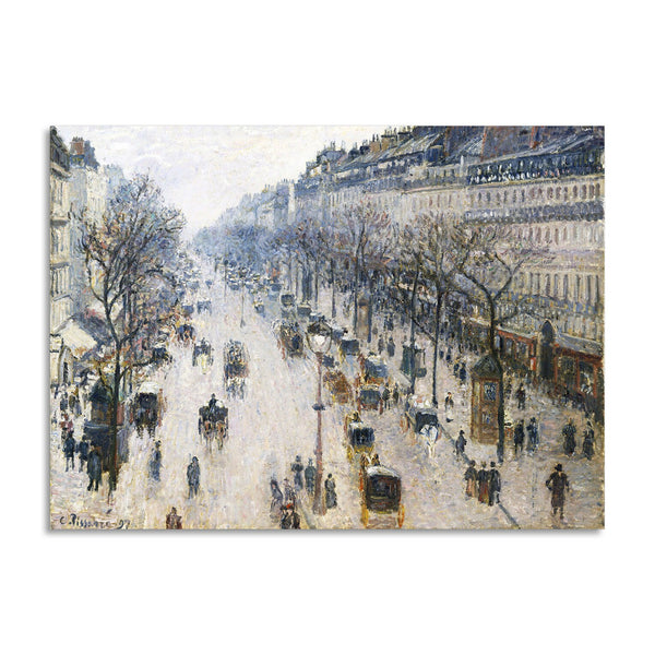 Quadro Stampa su Tela con Telaio in Legno Camille Pissarro - The Boulevard Montmartre on a Winter Morning