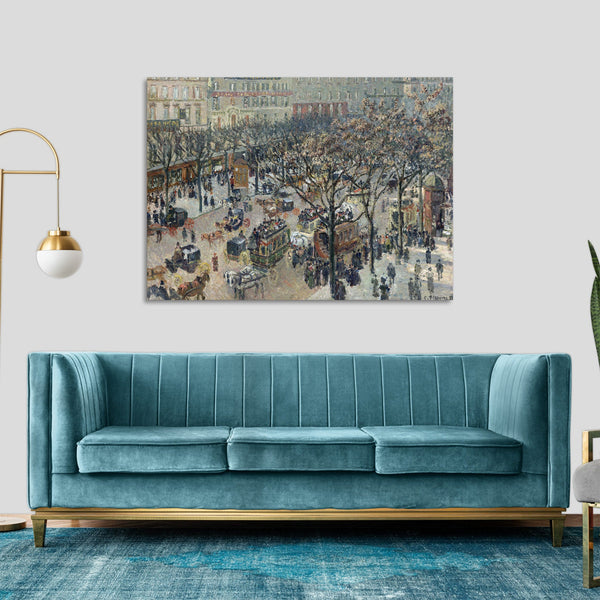 Quadro Stampa su Tela con Telaio in Legno Camille Pissarro - Boulevard of the Italians, Morning, Sunlight