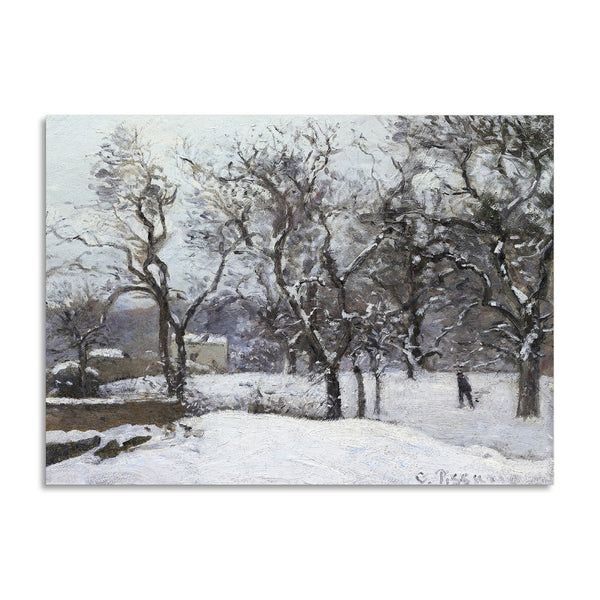 Quadro Stampa su Tela con Telaio in Legno Camille Pissarro - Snow at Louveciennes