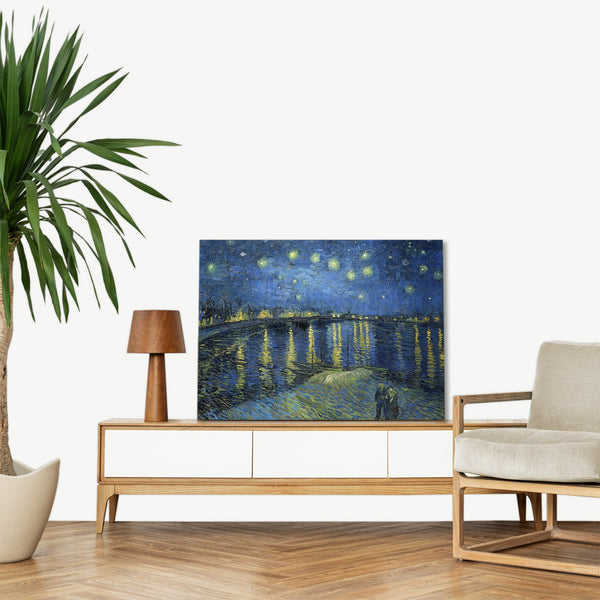 Quadro Stampa su Tela con Telaio in Legno Vincent van Gogh - Starry Night Over the Rhone