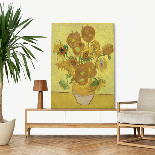 Quadro Stampa su Tela con Telaio in Legno Vincent van Gogh - Sunflowers