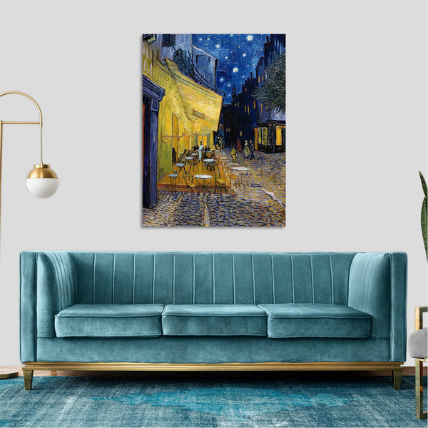 Quadro Stampa su Tela con Telaio in Legno Vincent van Gogh - Café Terrace at Night