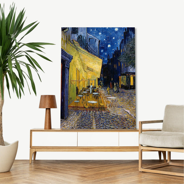 Quadro Stampa su Tela con Telaio in Legno Vincent van Gogh - Café Terrace at Night