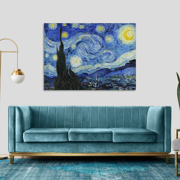 Quadro Stampa su Tela con Telaio in Legno Vincent van Gogh - The Starry Night