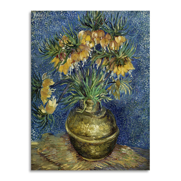Quadro Stampa su Tela con Telaio in Legno Vincent van Gogh - Imperial Fritillaries in a Copper Vase