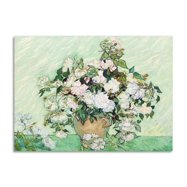 Quadro Stampa su Tela con Telaio in Legno Vincent van Gogh - Roses