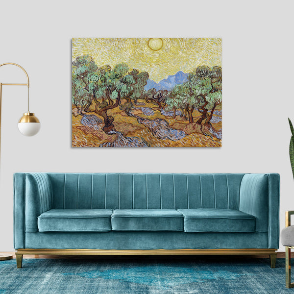 Quadro Stampa su Tela con Telaio in Legno Vincent van Gogh - Olive Trees