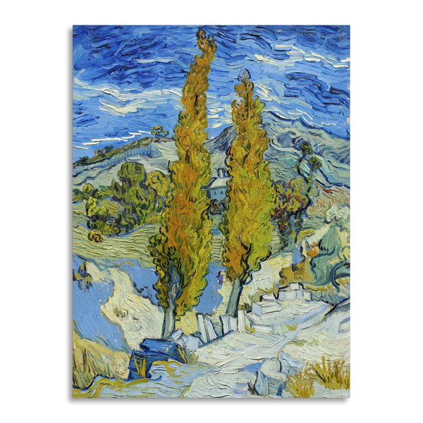 Quadro Stampa su Tela con Telaio in Legno Vincent van Gogh - The Poplars at Saint-Rémy