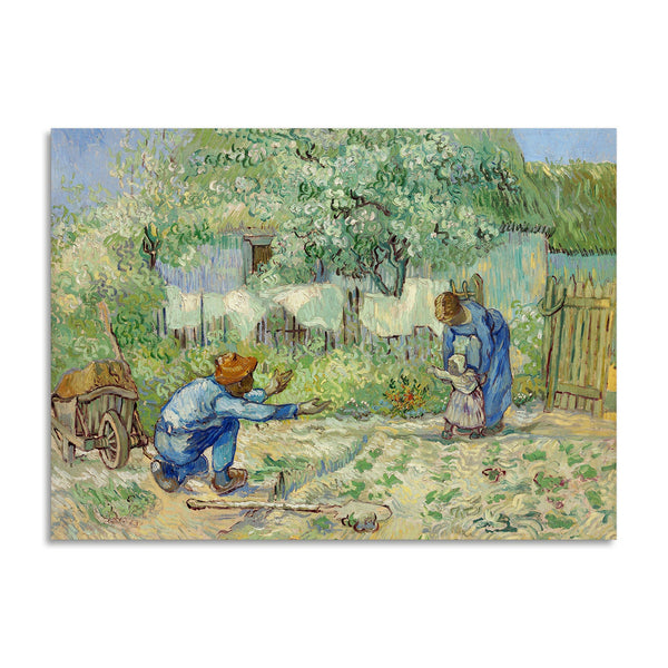 Quadro Stampa su Tela con Telaio in Legno Vincent van Gogh - First Steps, after Millet
