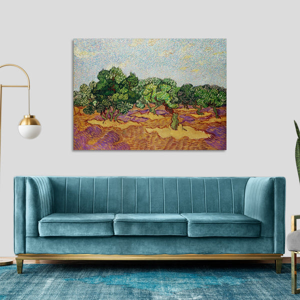 Quadro Stampa su Tela con Telaio in Legno Vincent van Gogh - Olive Trees