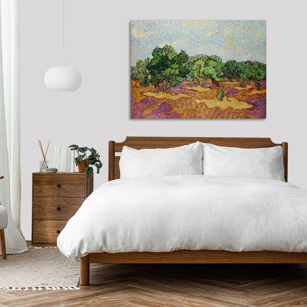 Quadro Stampa su Tela con Telaio in Legno Vincent van Gogh - Olive Trees