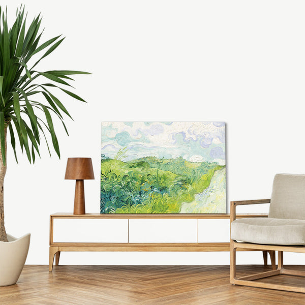 Quadro Stampa su Tela con Telaio in Legno Vincent van Gogh - Green Wheat Fields, Auvers
