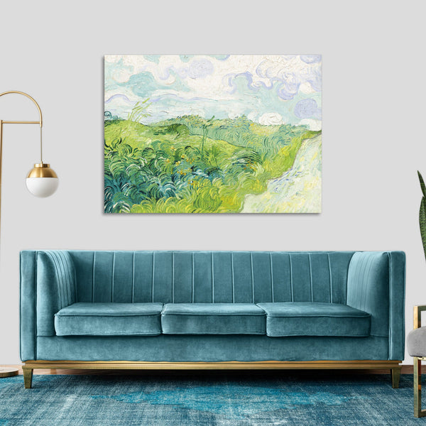 Quadro Stampa su Tela con Telaio in Legno Vincent van Gogh - Green Wheat Fields, Auvers