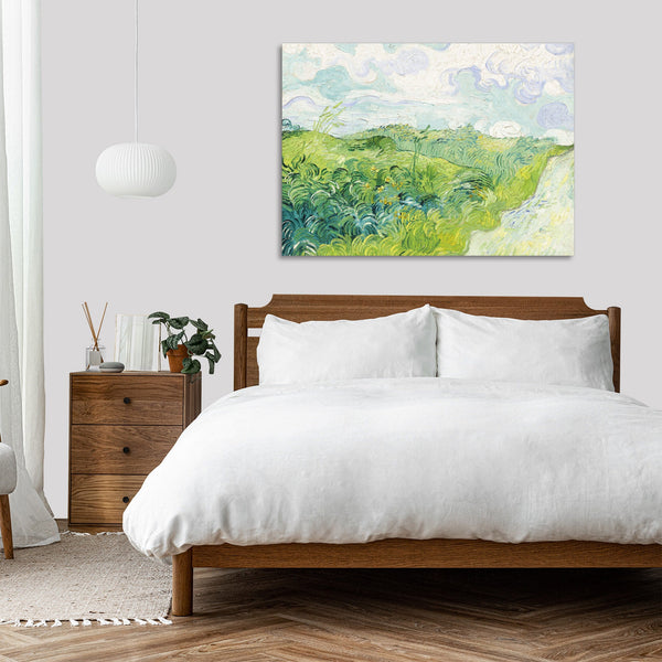 Quadro Stampa su Tela con Telaio in Legno Vincent van Gogh - Green Wheat Fields, Auvers