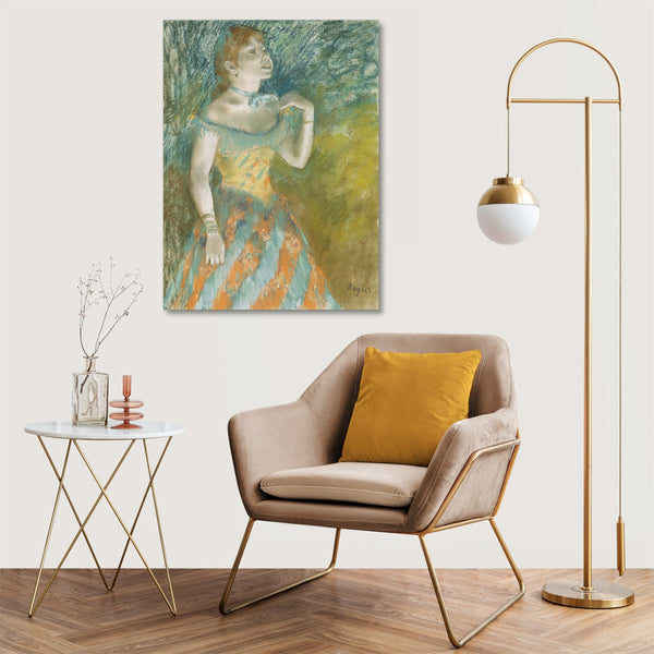 Quadro Stampa su Tela con Telaio in Legno Edgar Degas - The Singer in Green