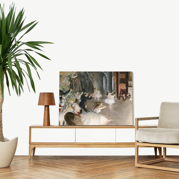Quadro Stampa su Tela con Telaio in Legno Edgar Degas - The Rehearsal Onstage