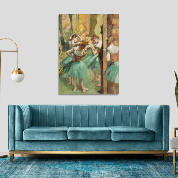 Quadro Stampa su Tela con Telaio in Legno Edgar Degas - Dancers, Pink and Green