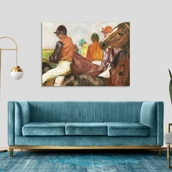 Quadro Stampa su Tela con Telaio in Legno Edgar Degas - Jockeys and Race Horses
