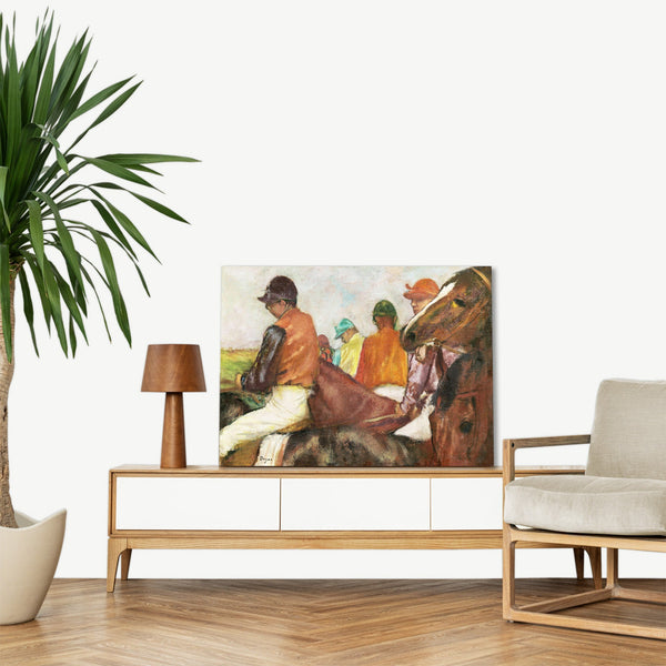Quadro Stampa su Tela con Telaio in Legno Edgar Degas - Jockeys and Race Horses