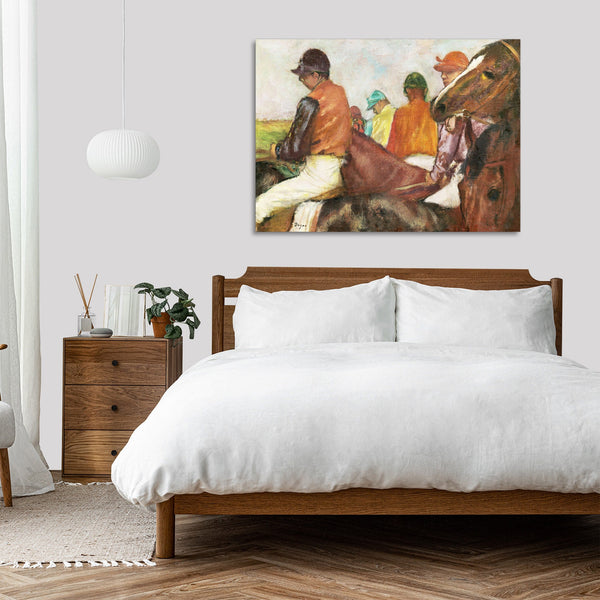 Quadro Stampa su Tela con Telaio in Legno Edgar Degas - Jockeys and Race Horses