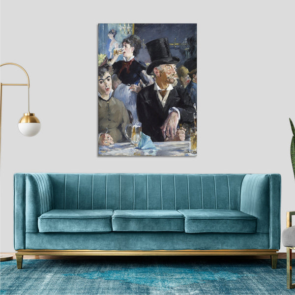 Quadro Stampa su Tela con Telaio in Legno Edouadr Manet - The Café Concert