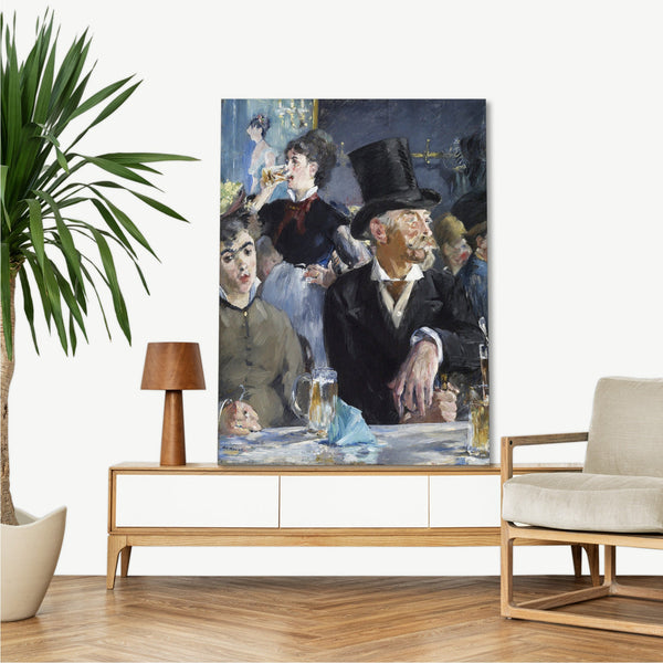 Quadro Stampa su Tela con Telaio in Legno Edouadr Manet - The Café Concert